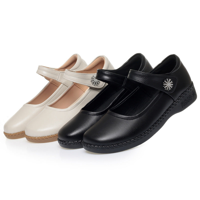 Damen Bequeme Mary Jane Ballerinas mit modischem Riemen und dekorativem Schmuckdetail R&B