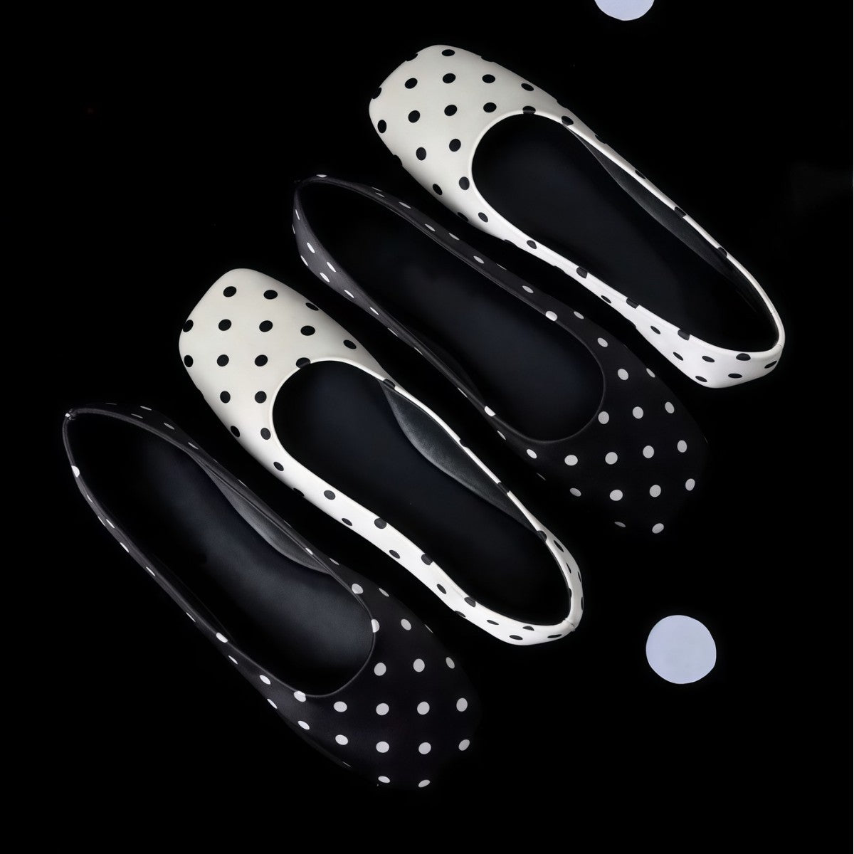Damen Ballerinas mit quadratischer Zehenform und glänzender Oberfläche R&B