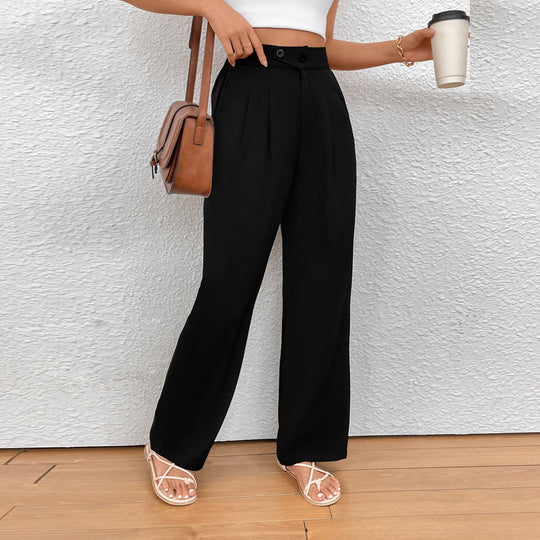 Damen Elegante Stoffhose mit hoher Taille und seitlichen Taschen R&B