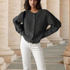 Damen Grobstrickjacke mit durchbrochenem Design und lässigem Schnitt