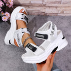 Damen Plateau-Sandalen mit verstellbaren Riemen und modischem Glitzer-Design R&B