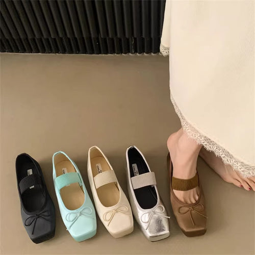Damen Ballerinas mit elastischem Riemen und dekorativem Schleifenakzent R&B
