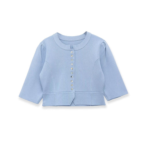 Damen elegantes Cardigan mit feinem Rippenmuster und dekorativen Knöpfen R&B