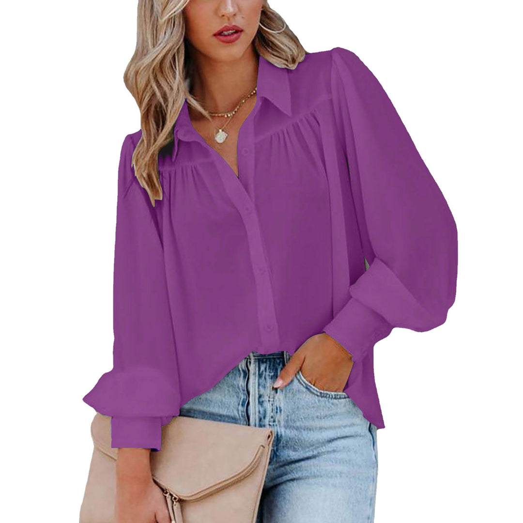 Damen Bluse mit femininen Rüschendetails und lockeren Ärmeln R&B