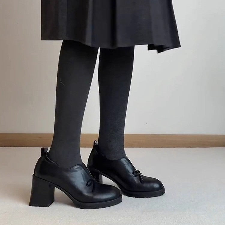 Damen Elegante Schnürschuhe mit modischem Schleifenakzent und blockiertem Absatz R&B