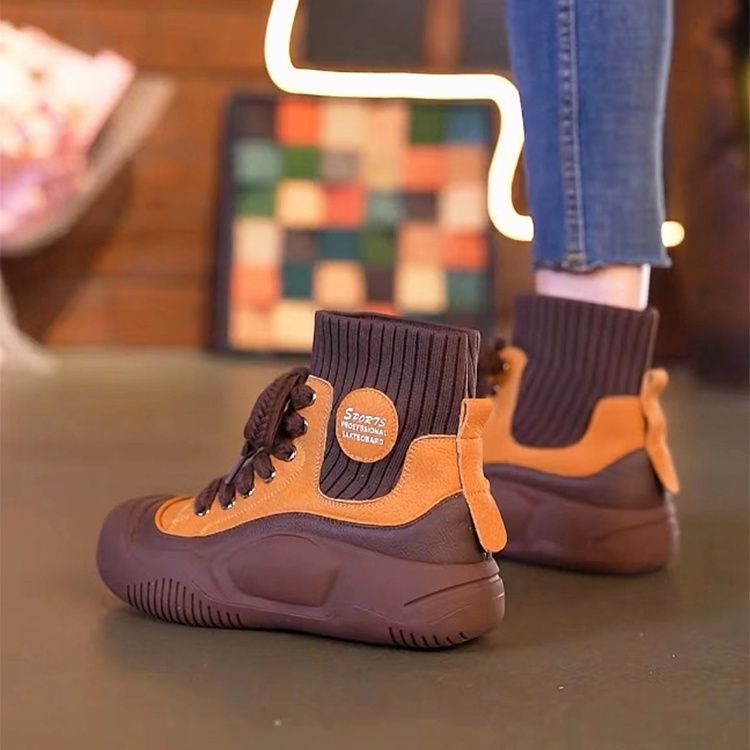 Damen sportliche High-Top Sneakers mit flexiblem Strick-Obermaterial und rutschfester Sohle R&B