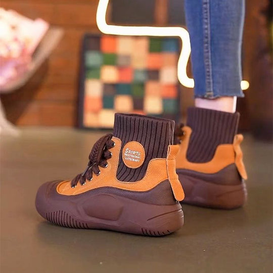 Damen sportliche High-Top Sneakers mit flexiblem Strick-Obermaterial und rutschfester Sohle R&B
