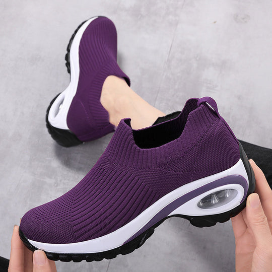 Damen Komfortable Slip-On Sneakers mit atmungsaktiver Strickoberfläche R&B