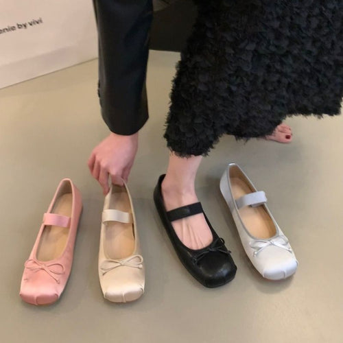 Damen Ballerinas mit verstellbarem Riemen und elegantem Schleifenakzent R&B