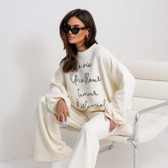 Damen bequemer Sweatshirt mit modischem Schriftzug R&B