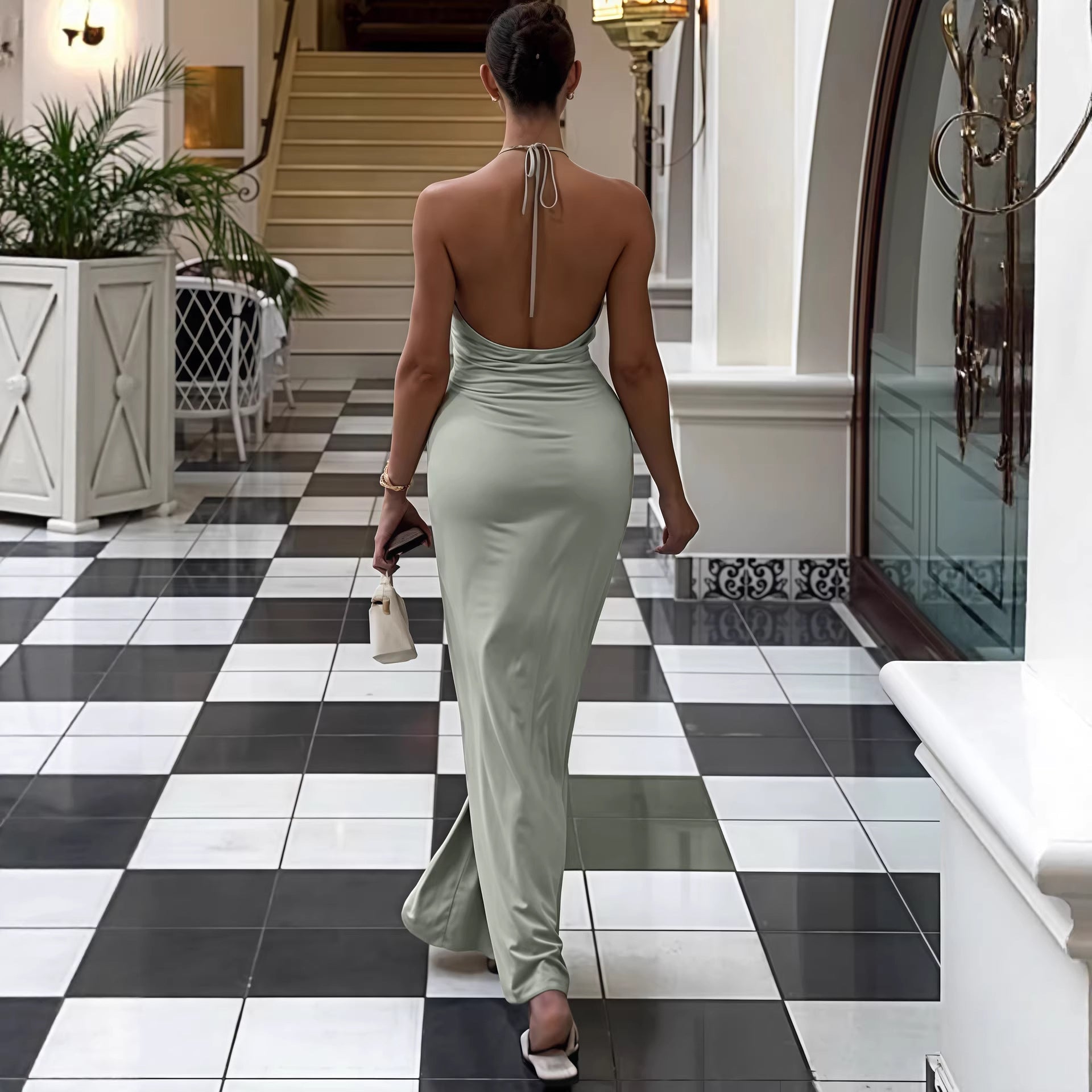 Damen Elegantes Wickelkleid mit tiefer V-Ausschnitt und raffiniertem Gürtel R&B