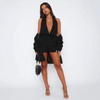 Damen modischer Jumpsuit mit tiefem V-Ausschnitt und elastischem Taillenzug R&B