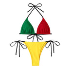 Damen Triangel-Bikini mit kontrastrierenden Farben und verspieltem Bindedesign R&B