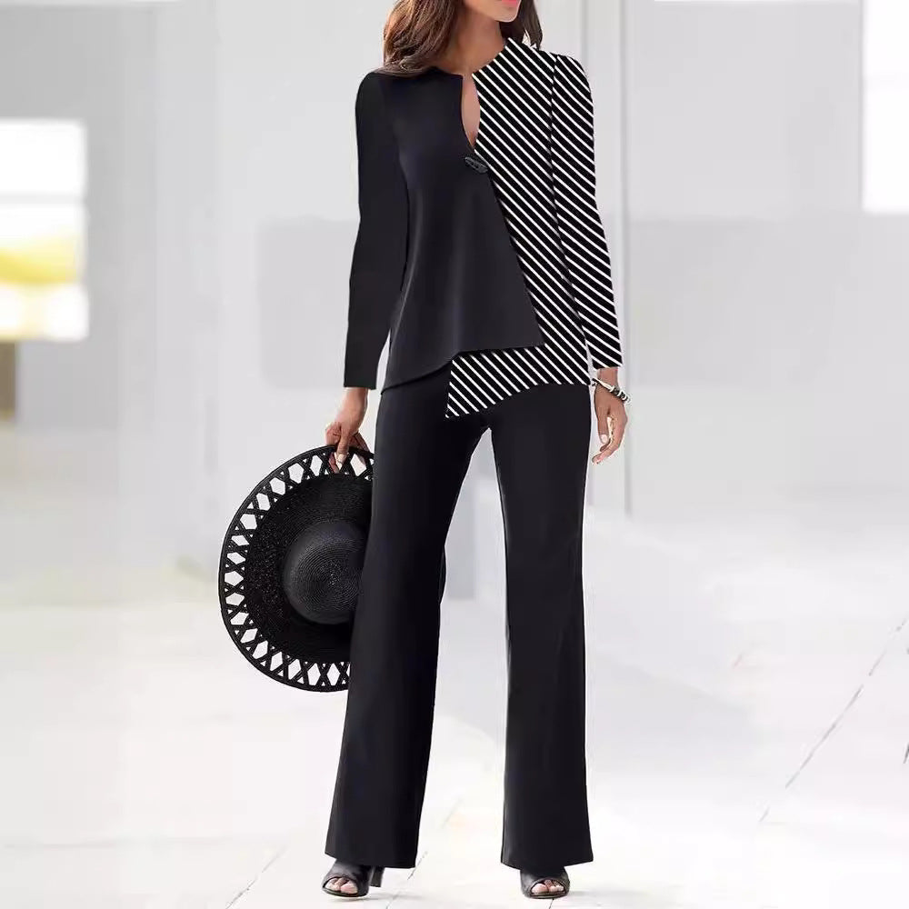 Damen Elegantes und modernes Hosenanzug-Set mit asymmetrischem Design R&B