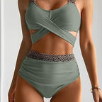 Damen Hochtaillierter Bikini mit elegantem Wickeldesign R&B
