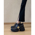 Damen modische Clogs mit stabiler Plattformsohle und edlem Schnallenakzent R&B