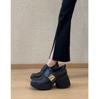 Damen modische Clogs mit stabiler Plattformsohle und edlem Schnallenakzent R&B
