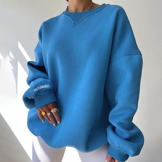 Damen lässiger Oversized Sweatshirt mit Raglanärmeln und besonderen Detailnähten R&B