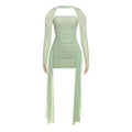 Damen Elegantes Minikleid mit raffinierten Rüschen und transparenten Ärmeln R&B