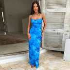 Damen elegantes Langarm-Maxikleid mit floralem Design und schmaler Silhouette R&B