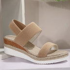 Damen Plateau-Sandalen mit dualem Riemen und entspannter Jute-Optik R&B
