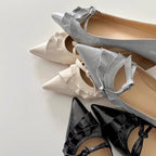Damen Pumps mit verspieltem Rüschen-Design und schmaler Zehenpartie