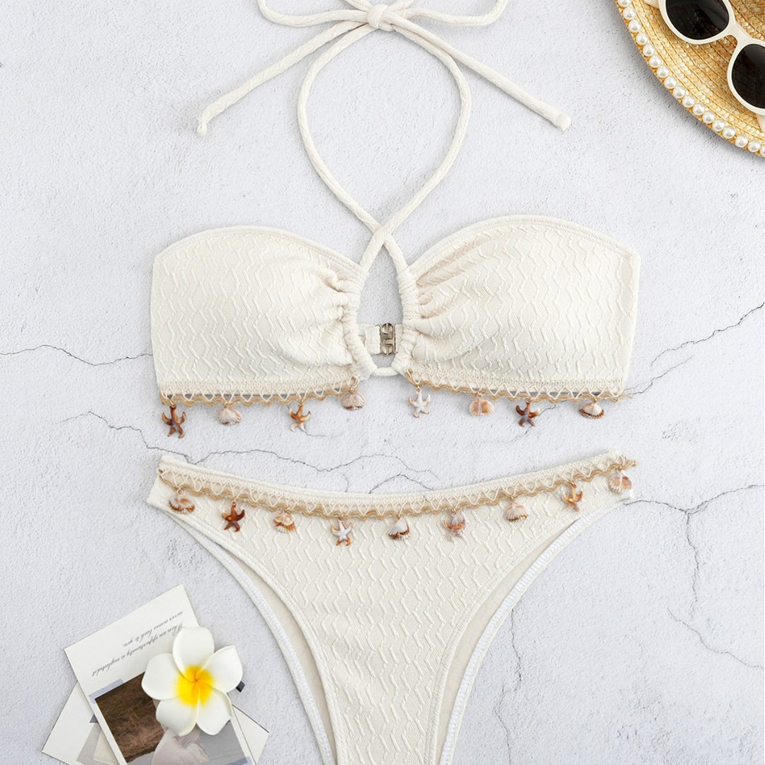 Damen Bikini-Set mit elegantem Bund und detailreichen Muscheldekoren R&B