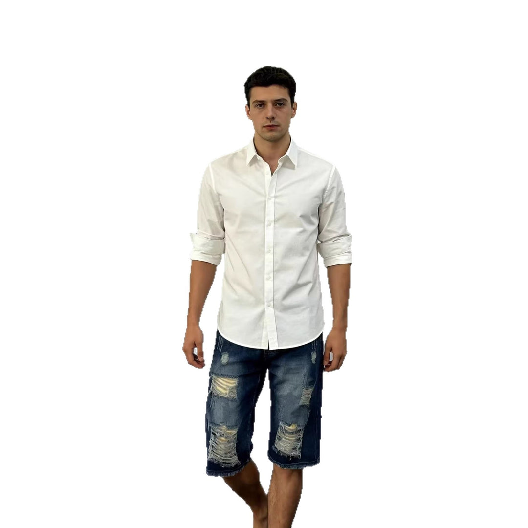 Herren lässige destroyed Jeansshorts mit fransigen Abschlüssen und weitem Bein R&B