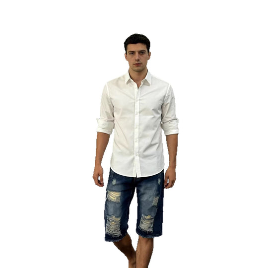 Herren lässige destroyed Jeansshorts mit fransigen Abschlüssen und weitem Bein R&B