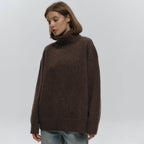 Damen Overgröße Rollkragenpullover aus weicher Wolle R&B