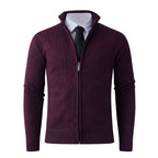 Herren Strickjacke mit modernem Zipper und strukturiertem Design