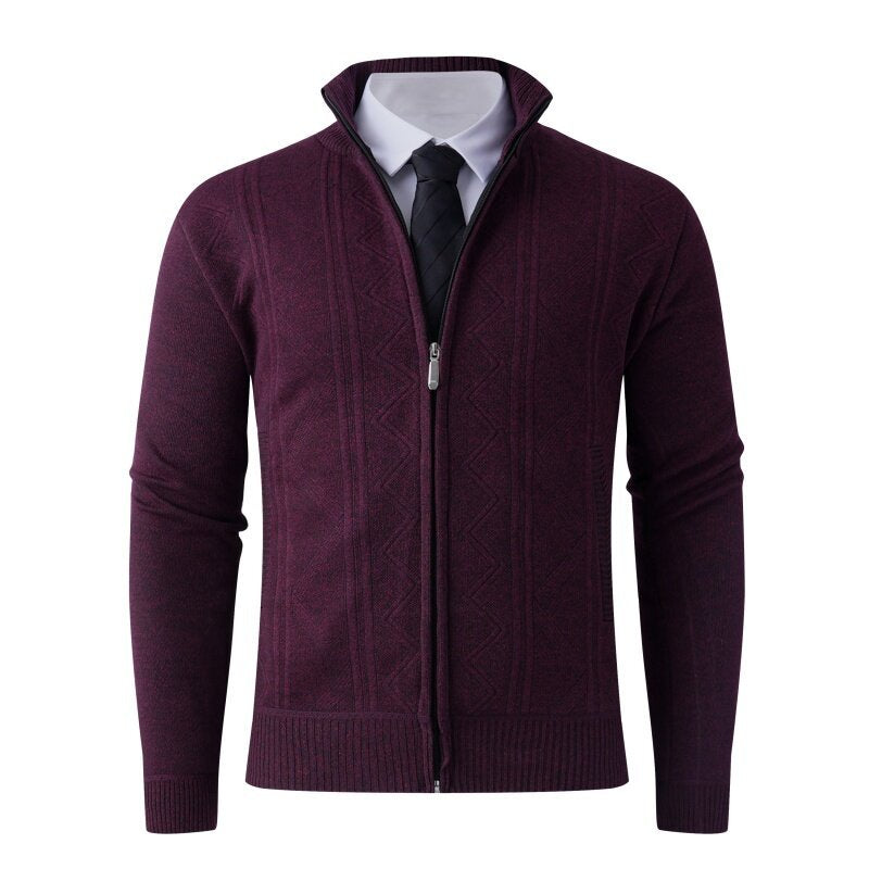 Herren Strickjacke mit modernem Zipper und strukturiertem Design