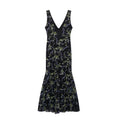 Damen Maxikleid mit floralen Akzenten und elegantem V-Ausschnitt