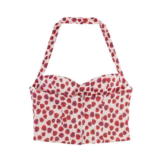 Damen Crop-Top im fruchtigen Design mit elegantem Wickelverschluss R&B