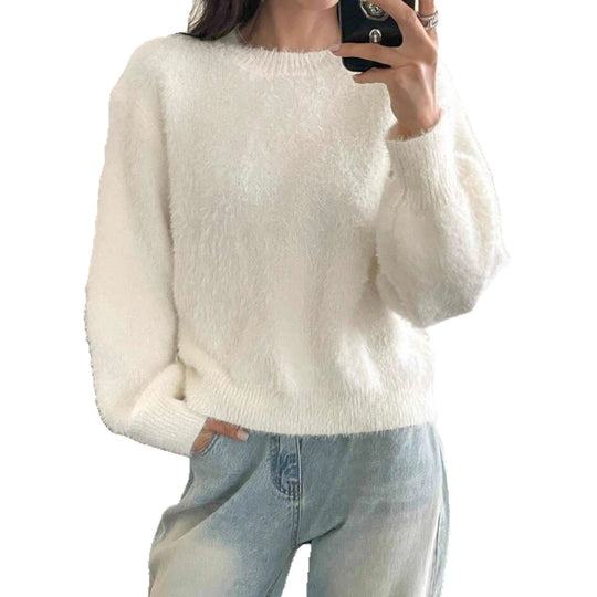 Damen Flauschiger Modischer Pullover mit weitem Schnitt R&B