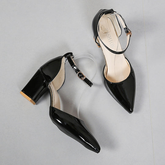 Damen elegante High-Heels mit transparentem Riemen und Blockabsatz R&B