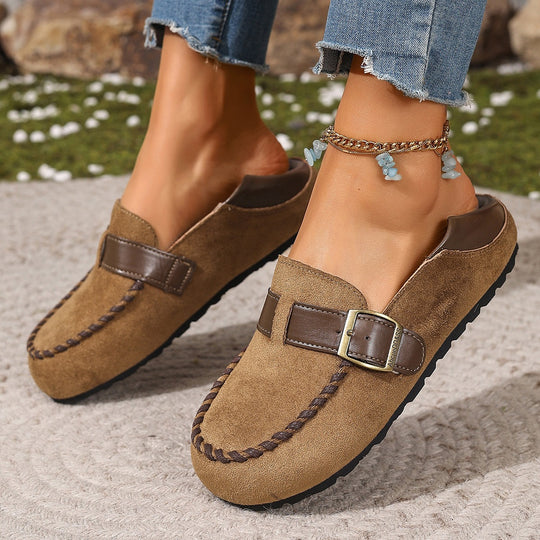 Damen Mokassins aus weichem Wildleder mit dekorativer Schnalle und rutschfester Sohle R&B