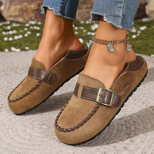 Damen Mokassins aus weichem Wildleder mit dekorativer Schnalle und rutschfester Sohle R&B