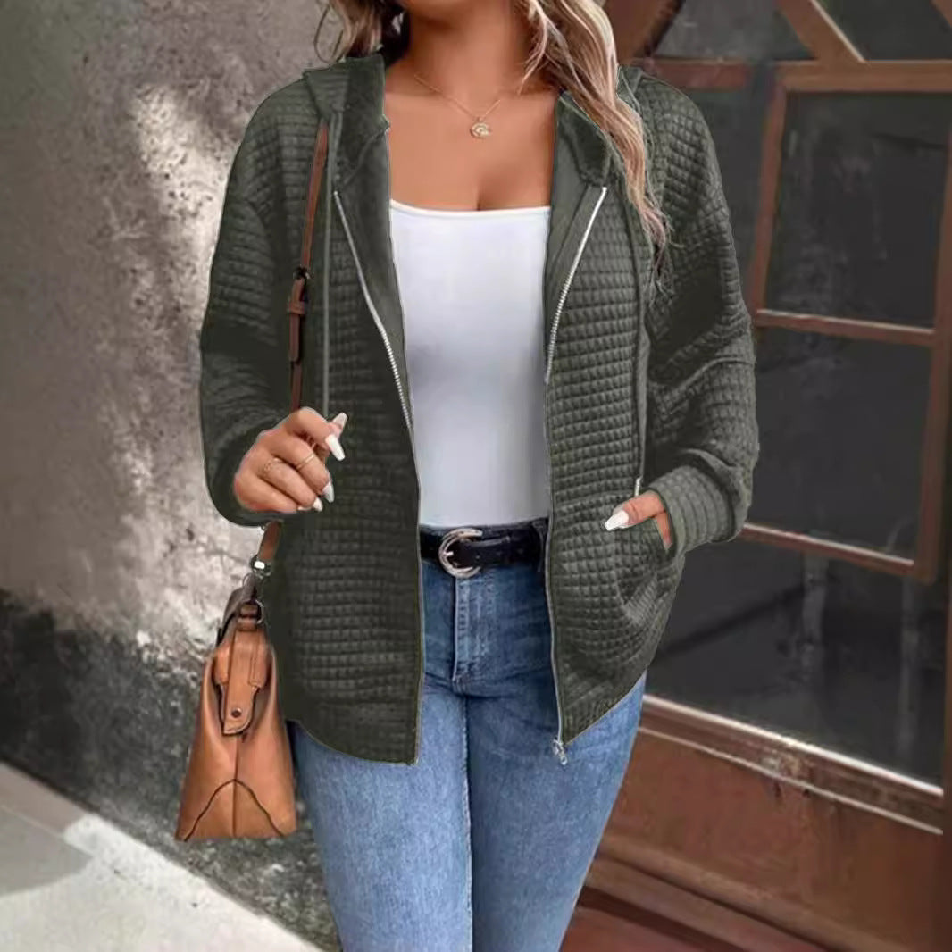 Damen Kapuzenjacke mit strukturiertem Waffelmuster und praktischem Reißverschluss R&B