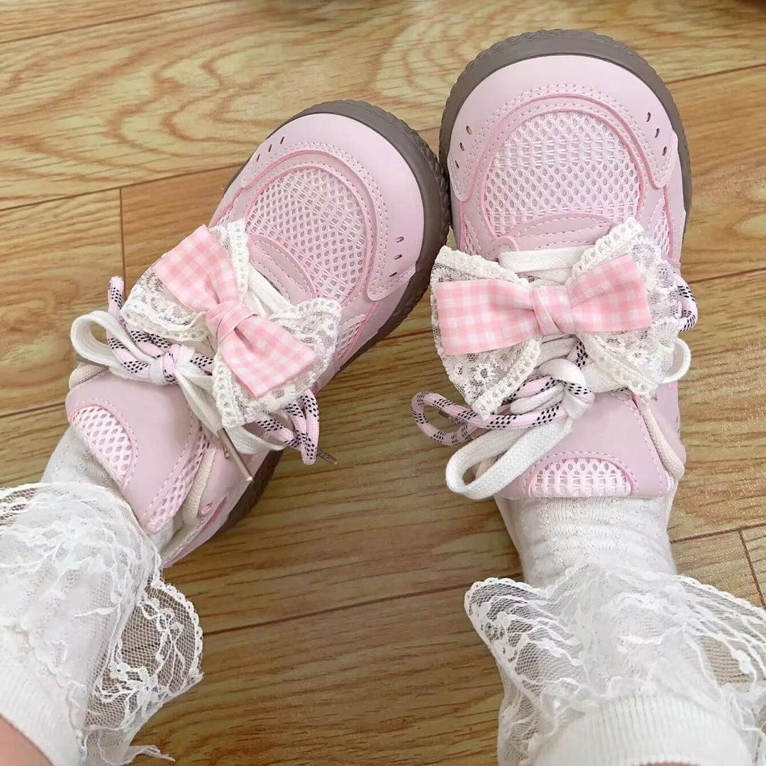 Damen Sneaker mit dekorativen Schleifen und atmungsaktiven Netzstrukturen R&B