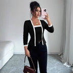 Damen nan tailliertes Jäckchen mit integriertem Bustier-Einsatz und Kontrastbesatz R&B