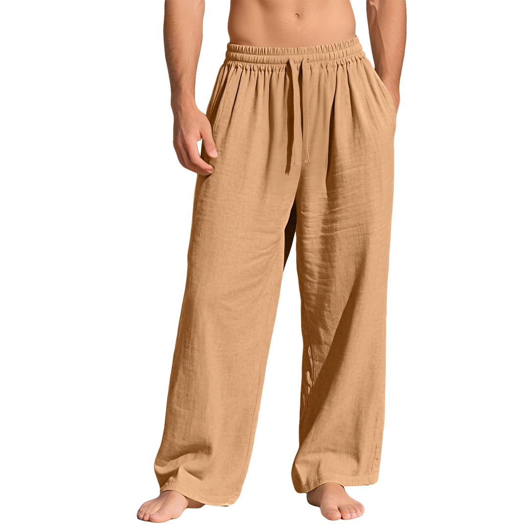 Herren nan leichte Leinen-Loungehose mit elastischem Bund und Seitentaschen R&B