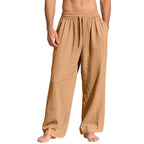 Herren nan leichte Leinen-Loungehose mit elastischem Bund und Seitentaschen R&B