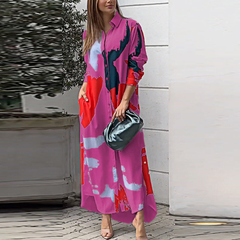 Damen Maxi-Hemdrobe mit buntem Kunstdesign R&B