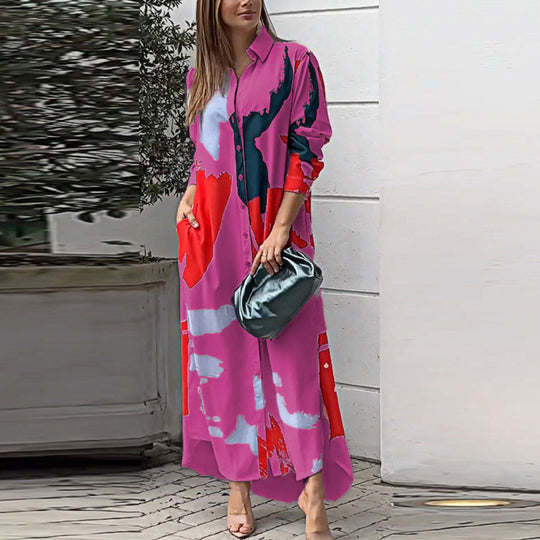 Damen Maxi-Hemdrobe mit buntem Kunstdesign R&B