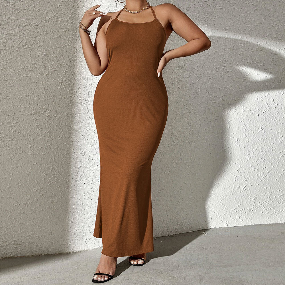 Damen elegantes Maxikleid mit schmalen Trägern und figurschmeichelndem Schnitt R&B