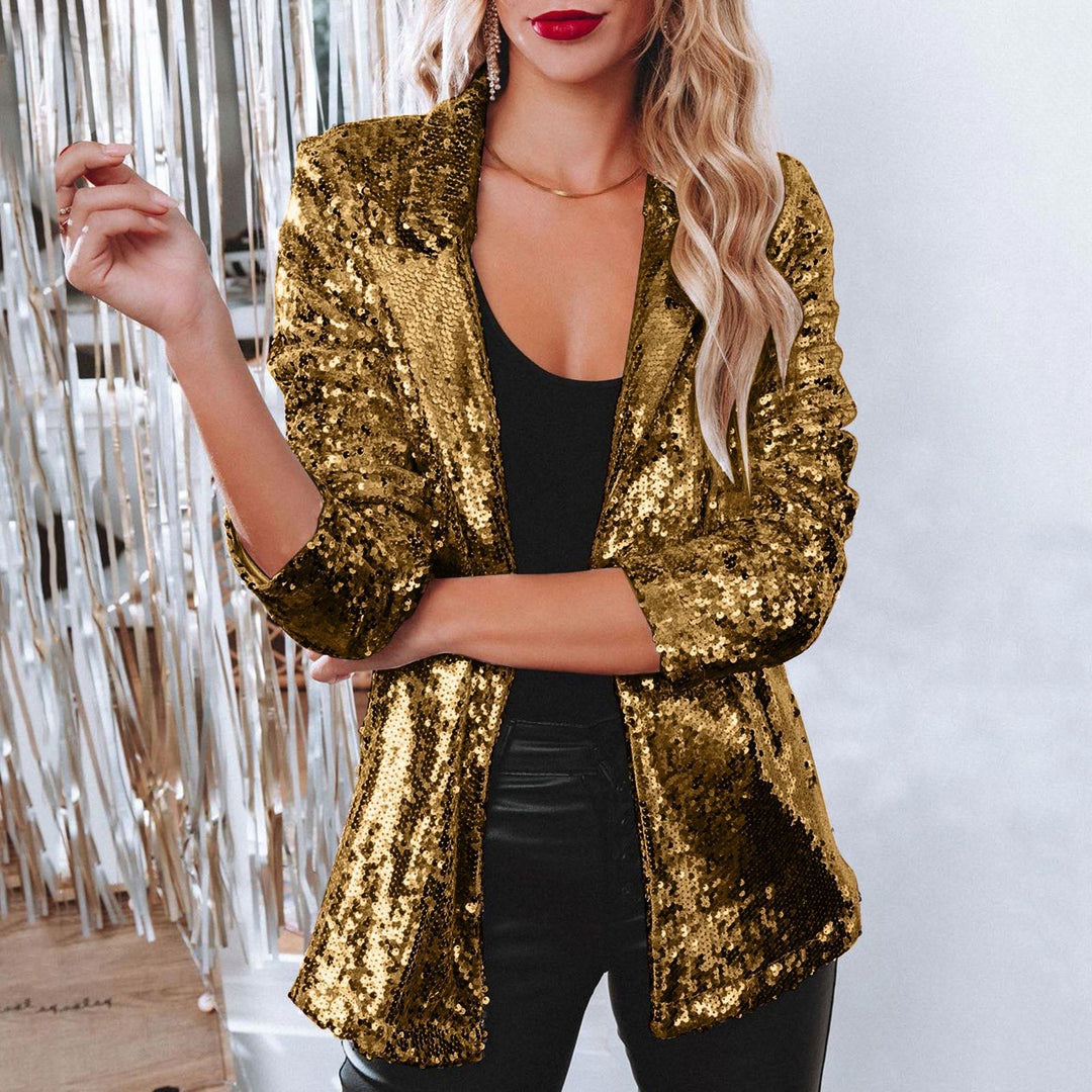 Damen Paillettenjacke mit weitem Schnitt und eleganten Details R&B