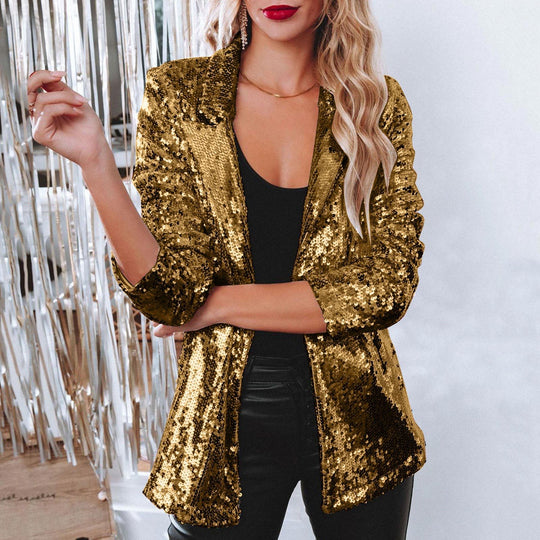 Damen Paillettenjacke mit weitem Schnitt und eleganten Details R&B