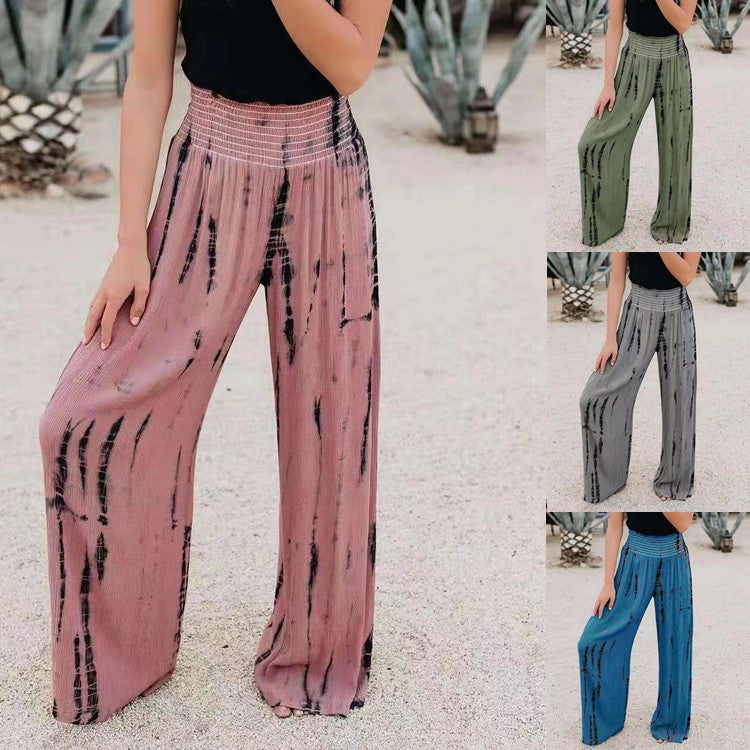 Damen Palazzo-Hose mit dehnbarem Taillenbund und modernem Streifenmuster R&B