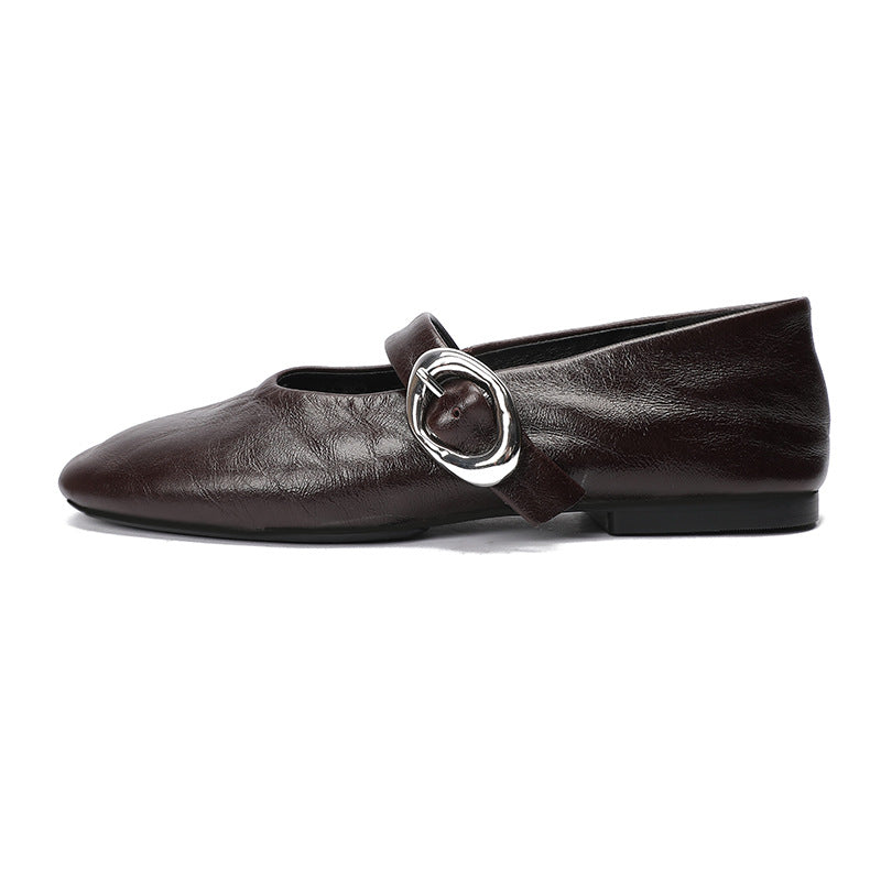 Damen Ballerinas mit verstellbarem Riemen und eleganter Schnalle R&B